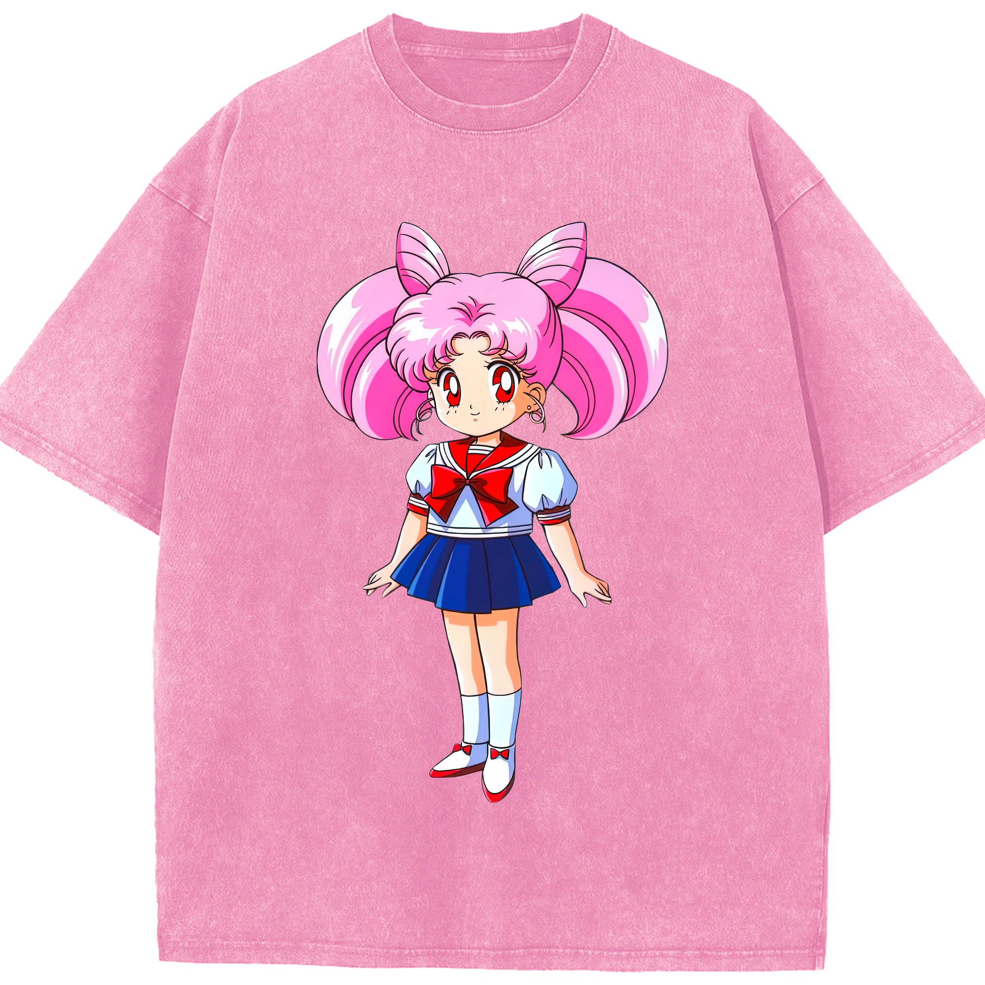 （画像用） 美少女戦士セーラームーン ちびうさ Sailor Moon Chibiusa Tsukino Usagi Small Lady Serenity 綿100% ヴィンテージ風 半袖Tシャツ（フロントプリント）